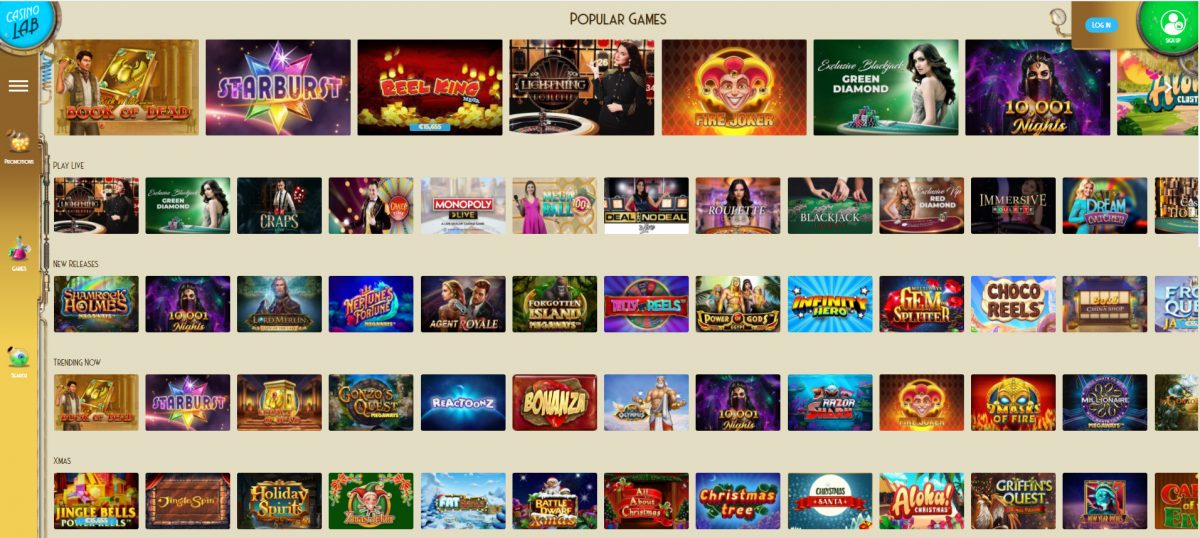 Casino lab game selection