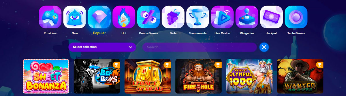 Games in the Casino section